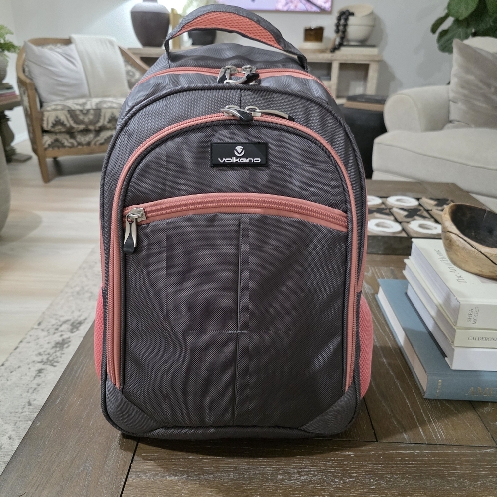 Volkano Orthopaedic Backpack – Dark Grey/ Pink